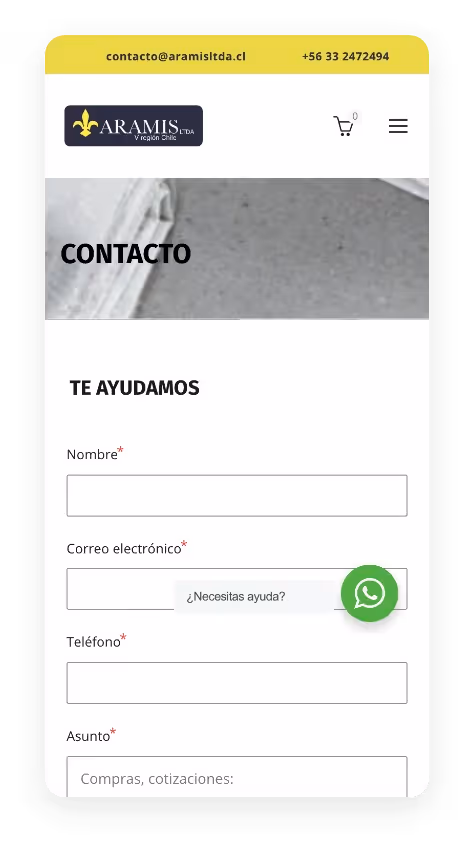 Diseño y desarrollo web para Aramis.