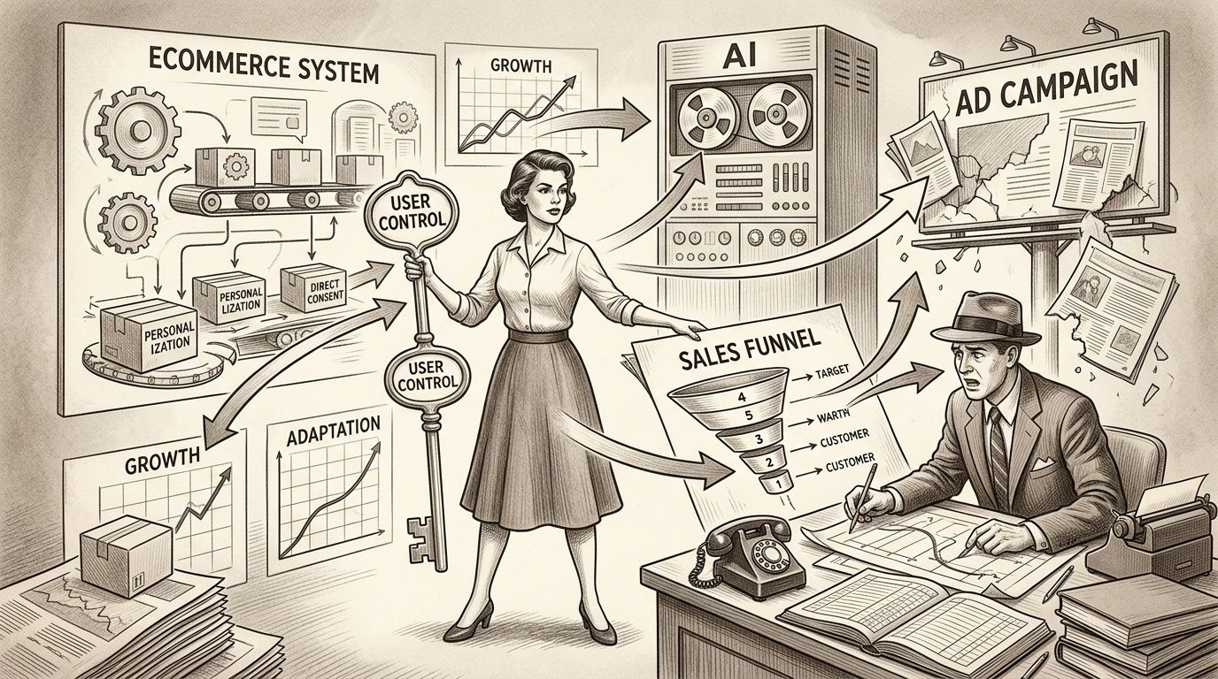 Una mujer sostiene una llave que simboliza el control de datos personales en un sistema de marketing digital.