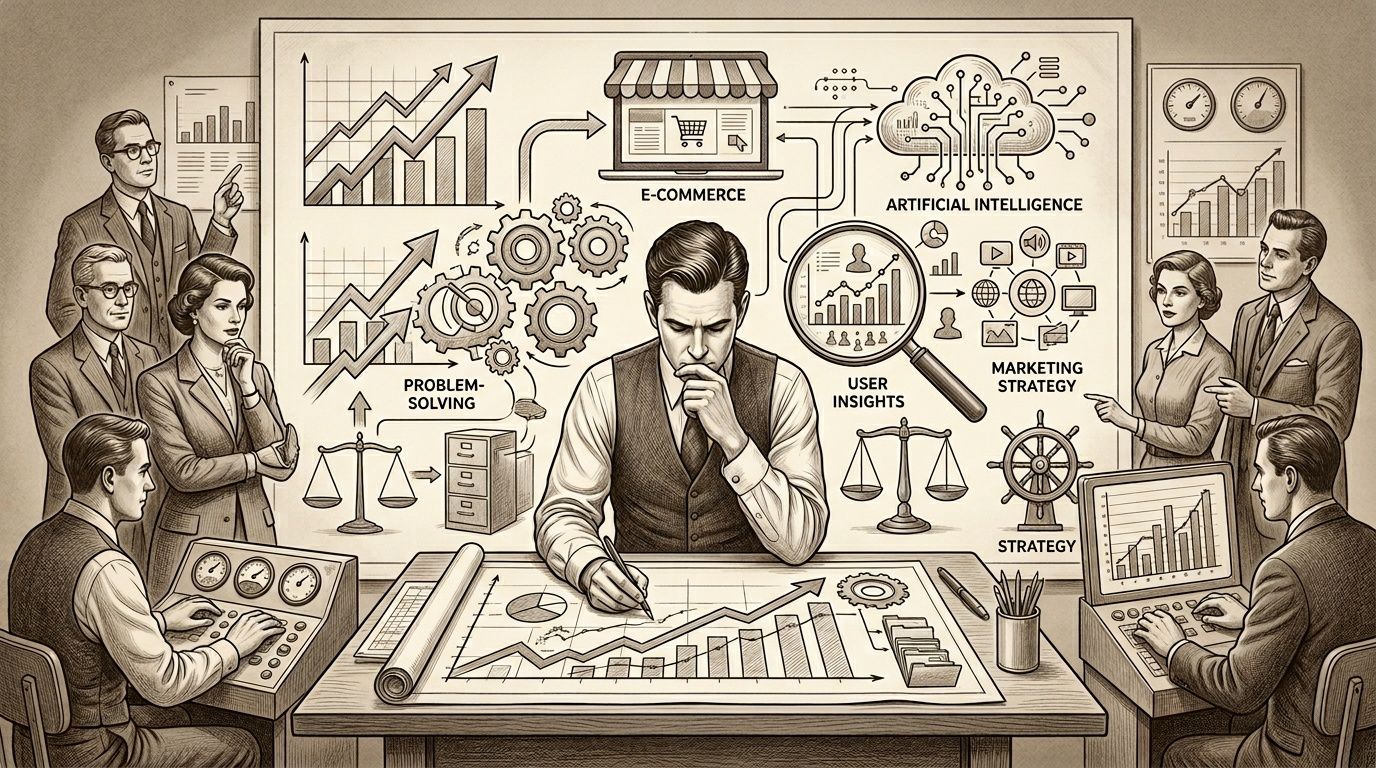 Un grupo de profesionales analizando datos estratégicos, gráficos y tecnología en una oficina de estilo clásico.