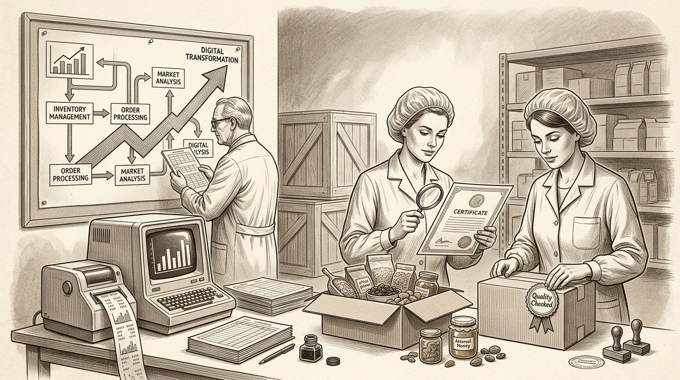 Personal trabajando en control de calidad, análisis de datos y transformación digital en un entorno industrial.