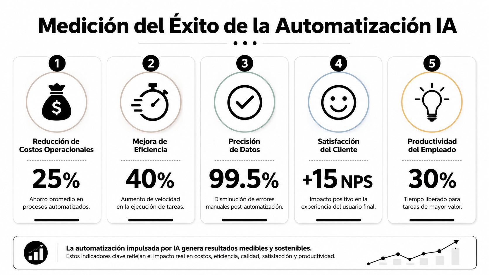 Infografía sobre la medición del éxito en la automatización de procesos mediante inteligencia artificial en empresas.