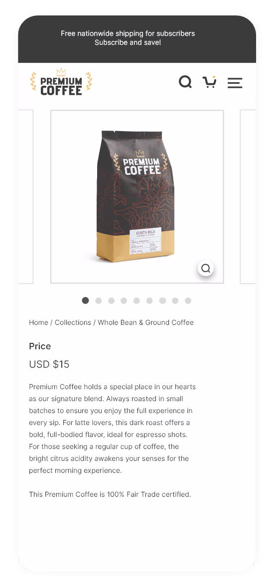 Mobile view of e-commerce before CRO optimization, interface without clear visual hierarchy and low conversion orientation