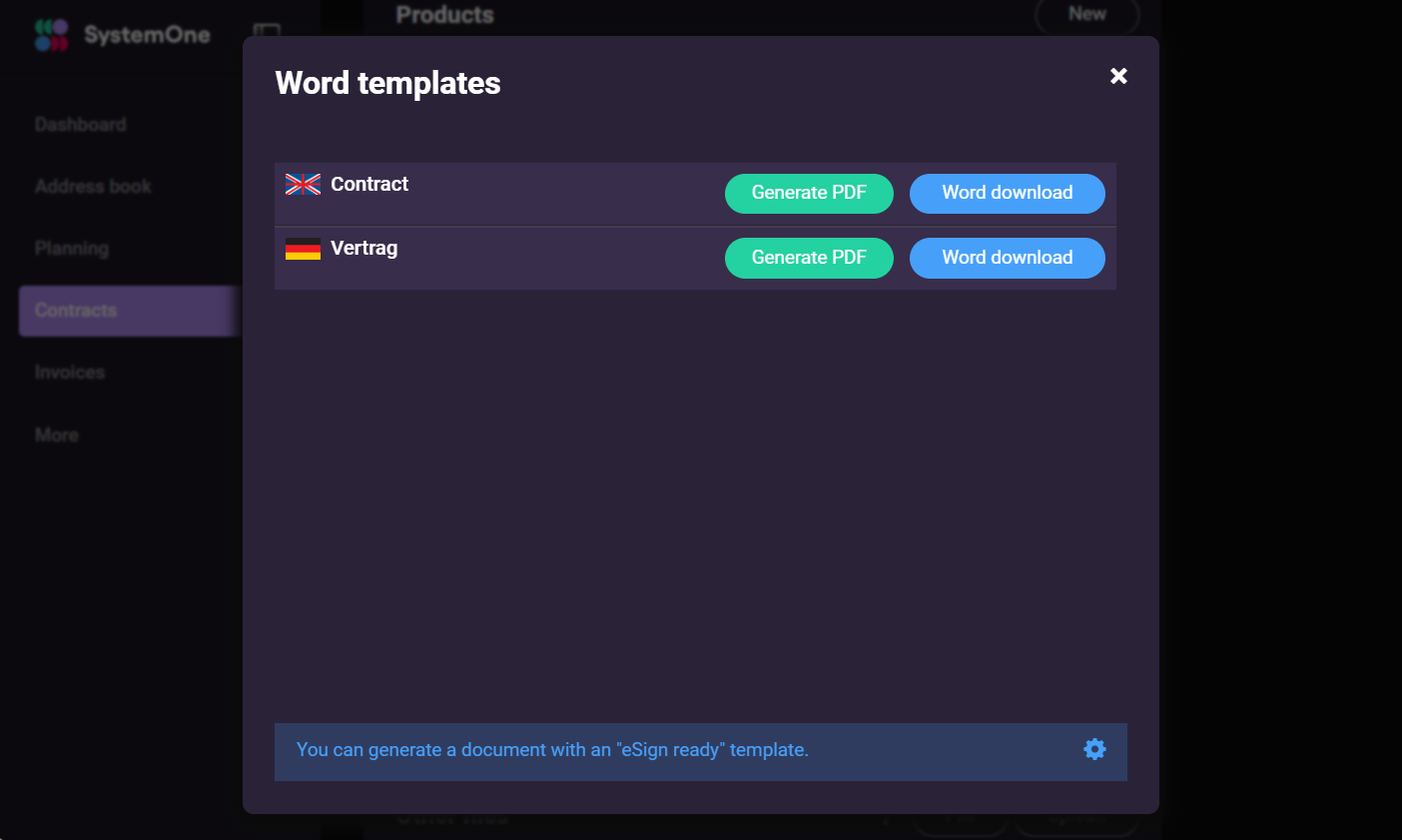 SystemOne eSign ready templates