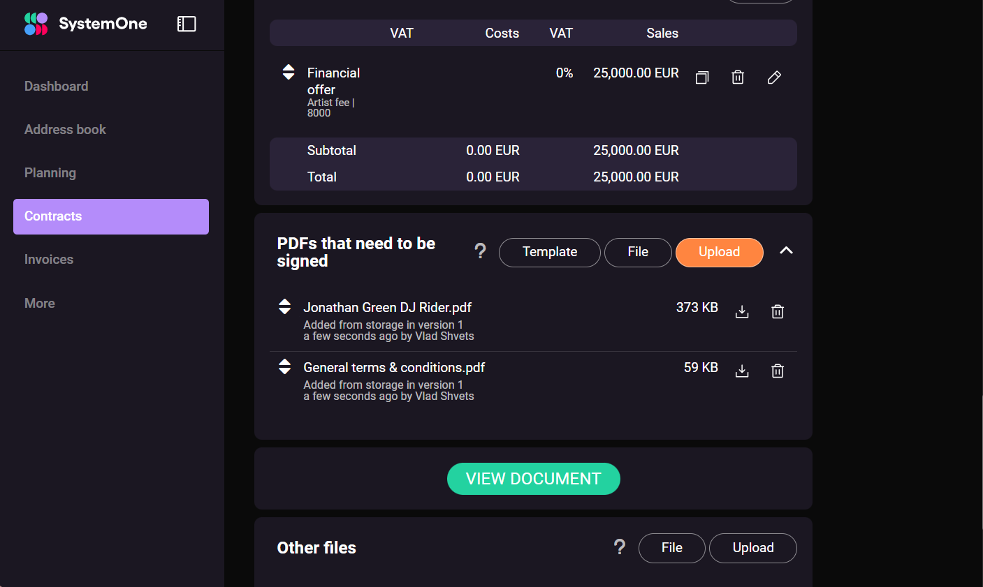 SystemOne rider + contract merge