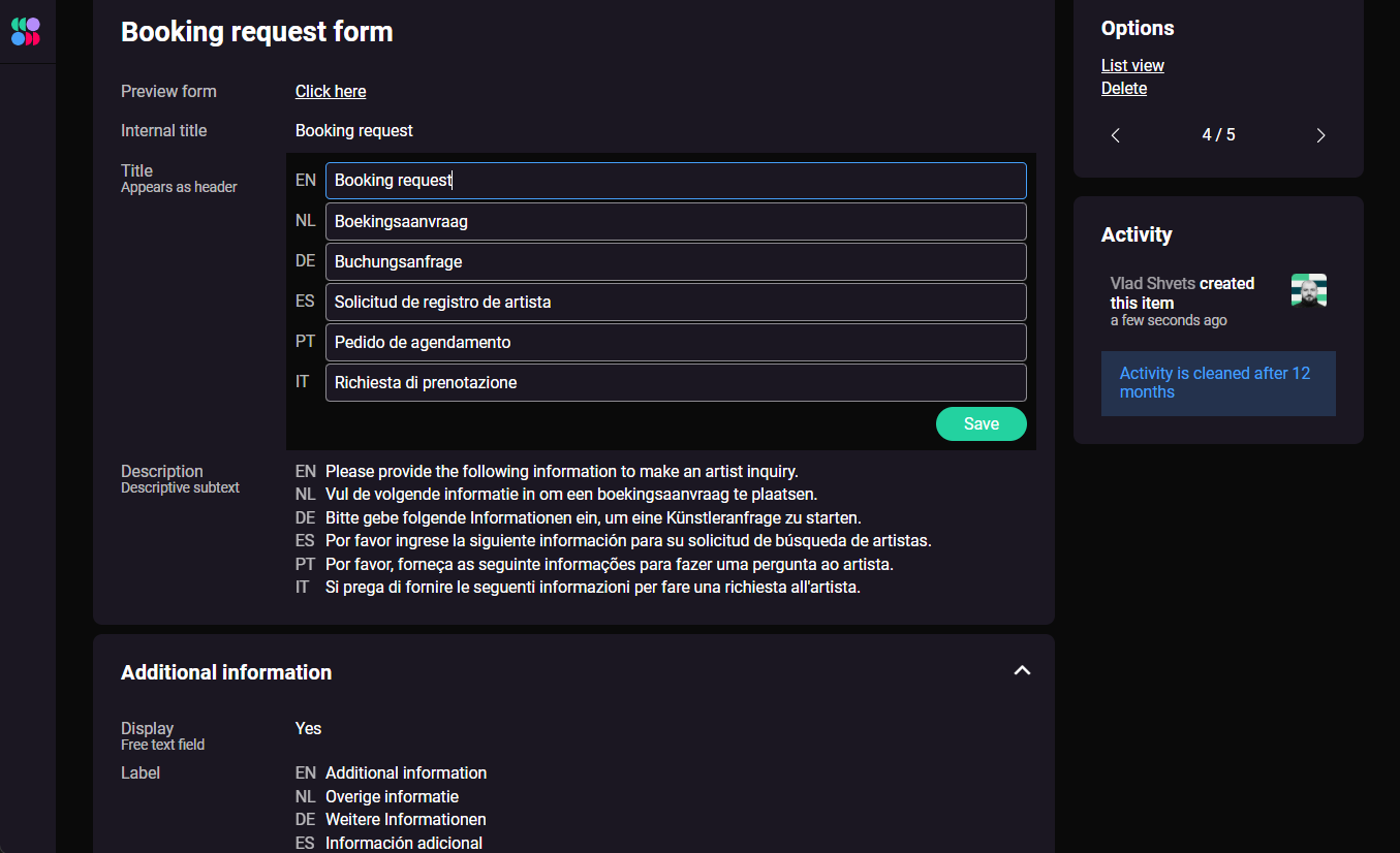 SystemOne Create booking request form