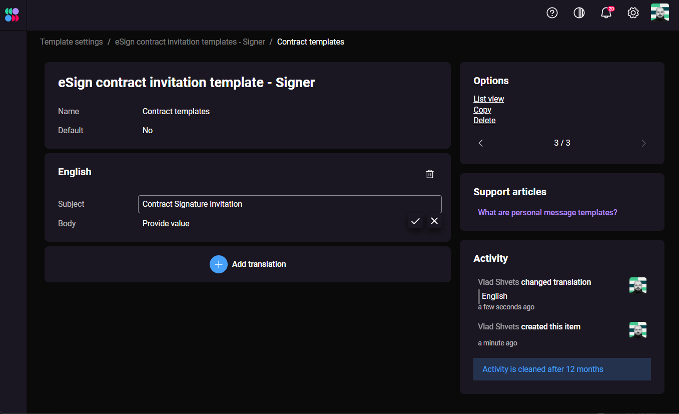 SystemOne eSign templates
