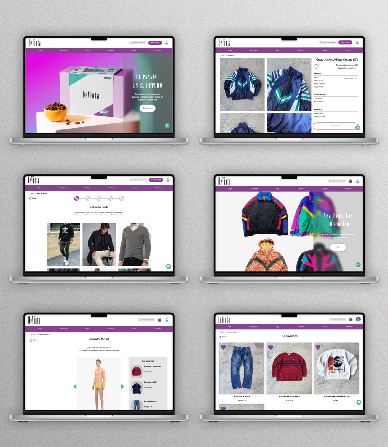 Mockups de DeVinta ne Desktop