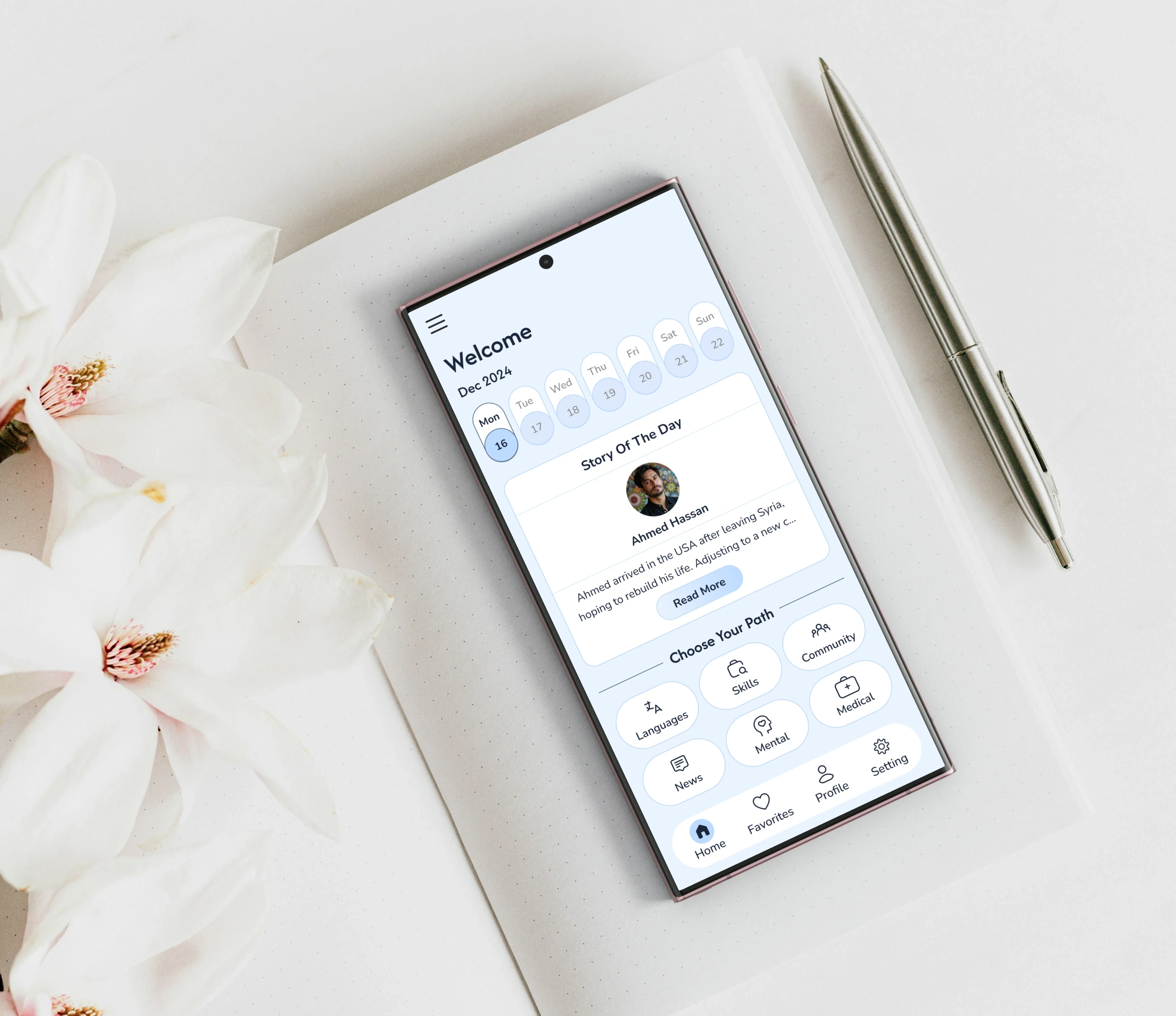 Refulinker app onboarding page