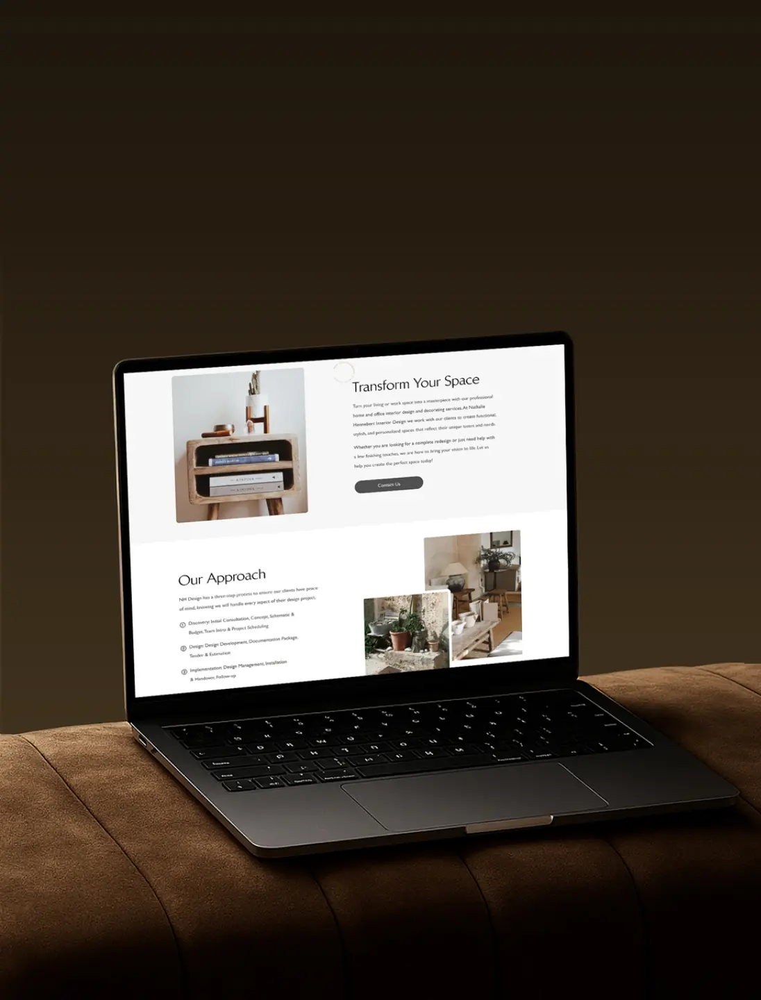 Minimalist interior design portfolio website for Nathalie Hennebert.
