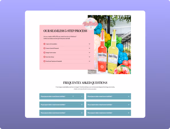 Responsive website experience for Inflate Balloons optimized for desktop and mobile browsing.