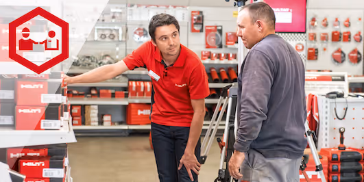 Customer getting advices in a Hilti store