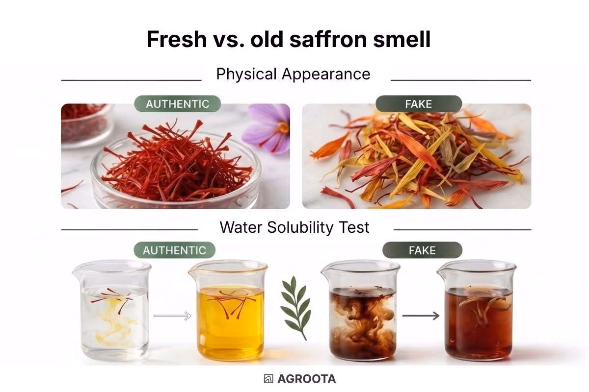 Fresh vs. old saffron smell