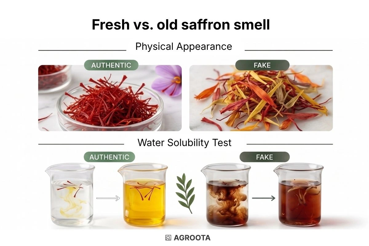 Fresh vs. old saffron smell