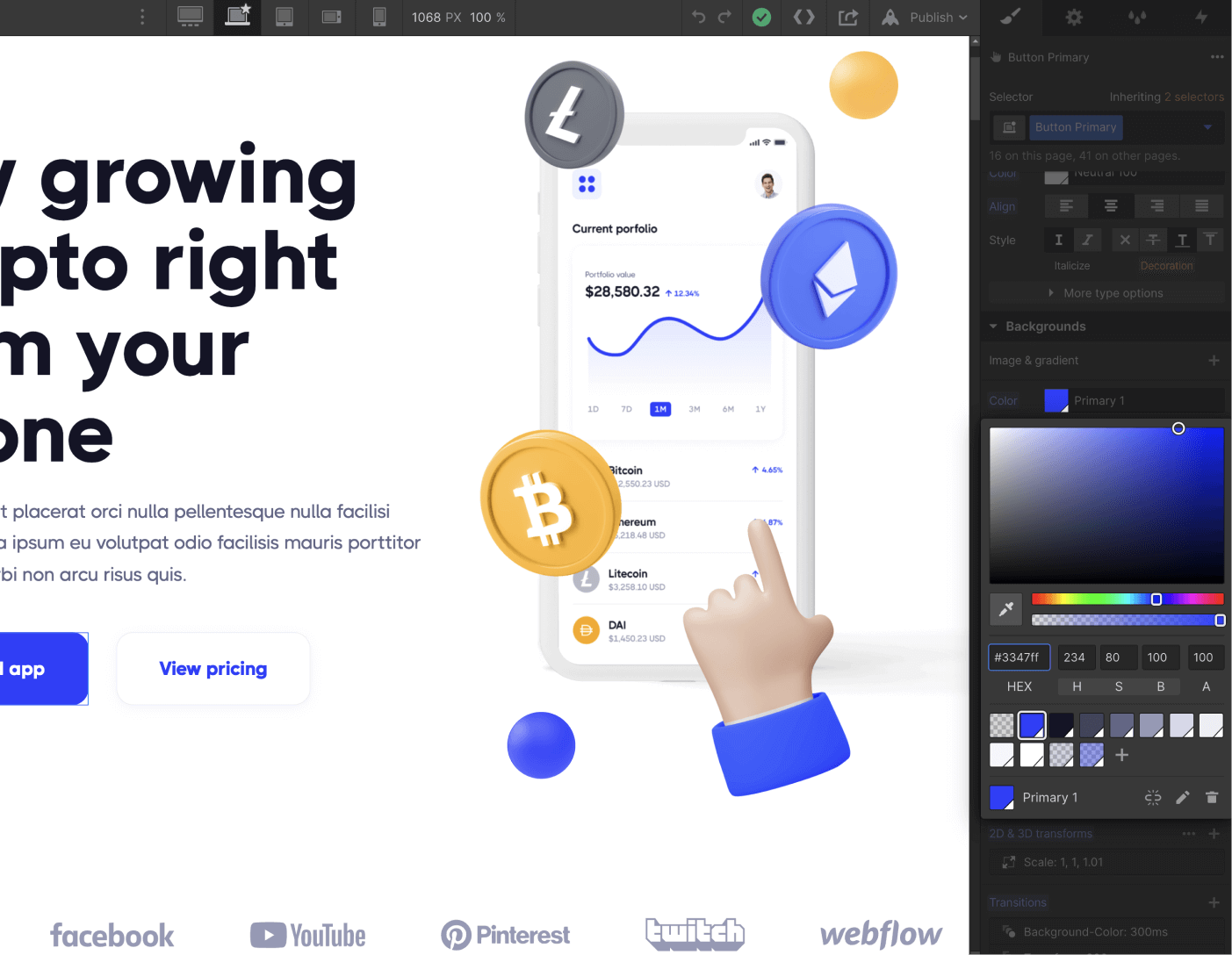 Colors - Coin X Webflow Template