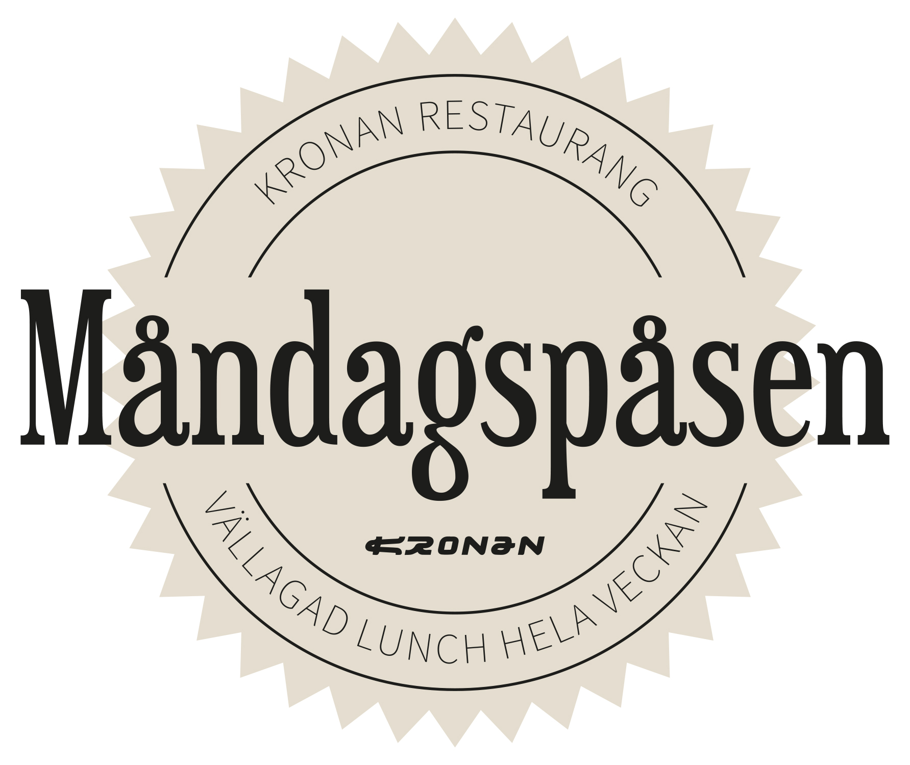 Måndagspåsen KRONAN KRONAN RESTAURANG VÄLLAGAD LUNCH HELA VECKAN