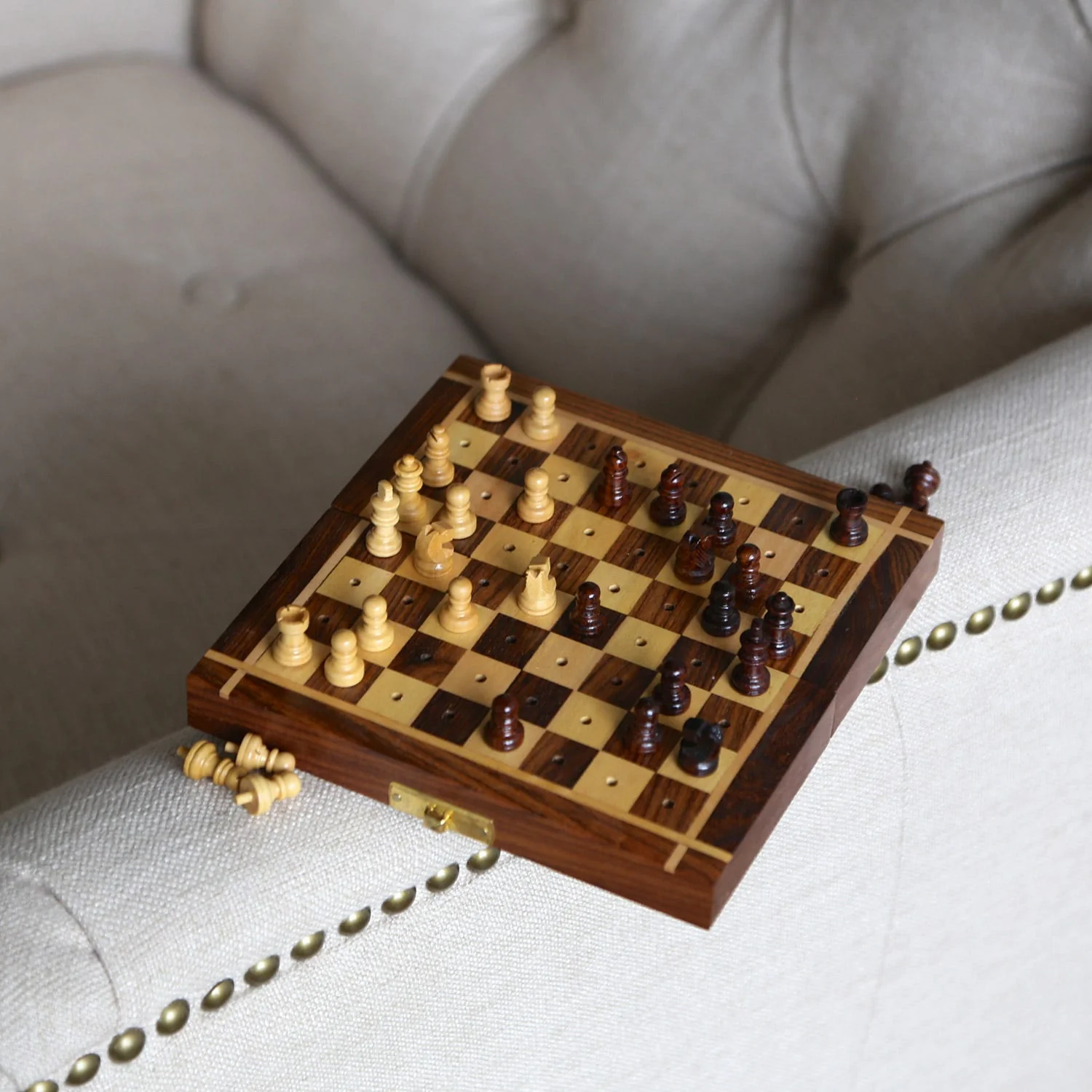 Sheesham Wood Travel Chess Set