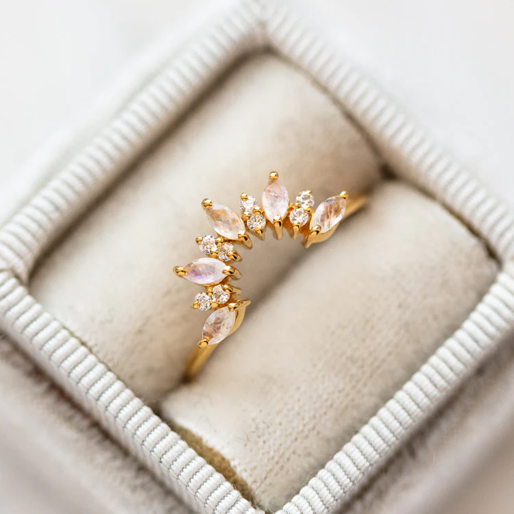 Rainbow Moonstone Sunrise Arc Ring