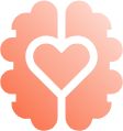 Red brain shape with a heart outline in the center representing emotional intelligence.