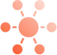 Orange network diagram with a central circle connected to seven smaller circles.