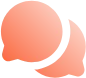 Two overlapping orange speech bubbles indicating conversation or communication.