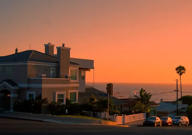 Beach vacation rental at sunset