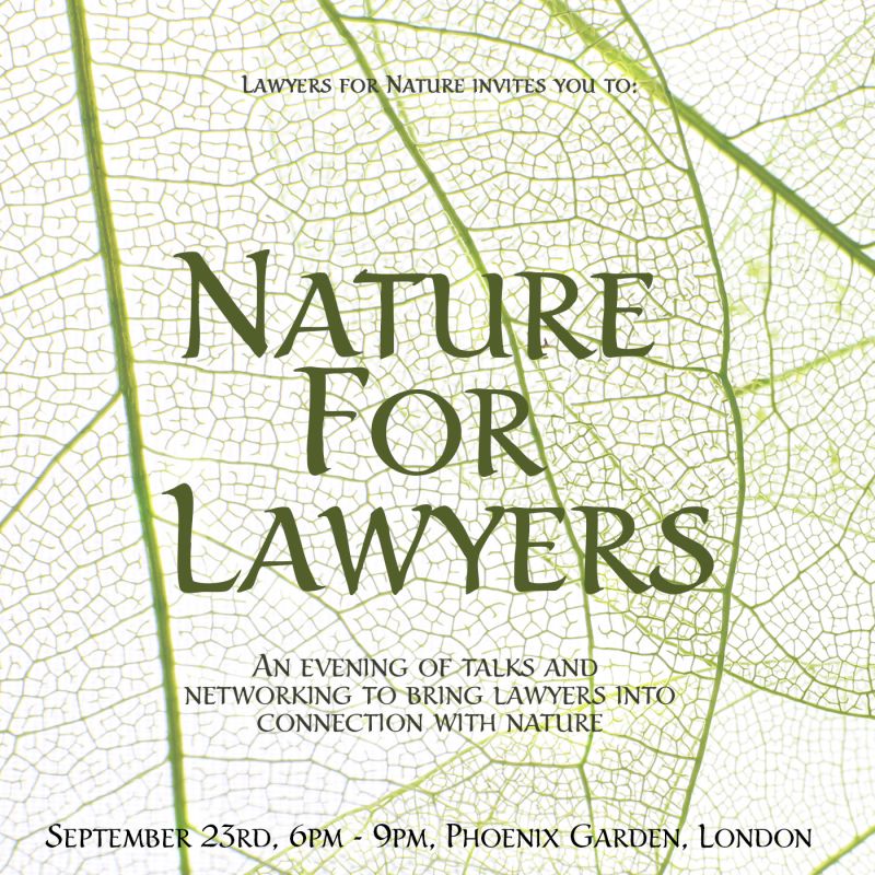 Poster for the event 'Nature for Lawyers'.