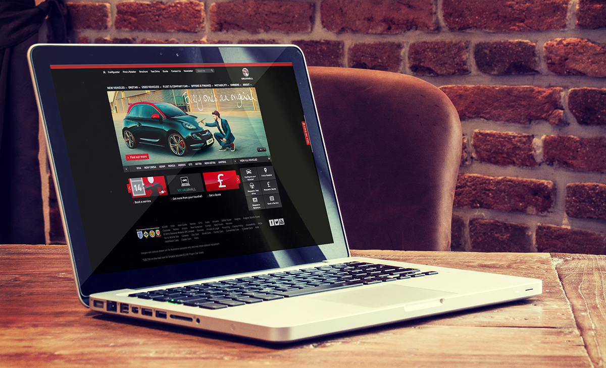A visual of Vauxhall's website on a laptop screen.