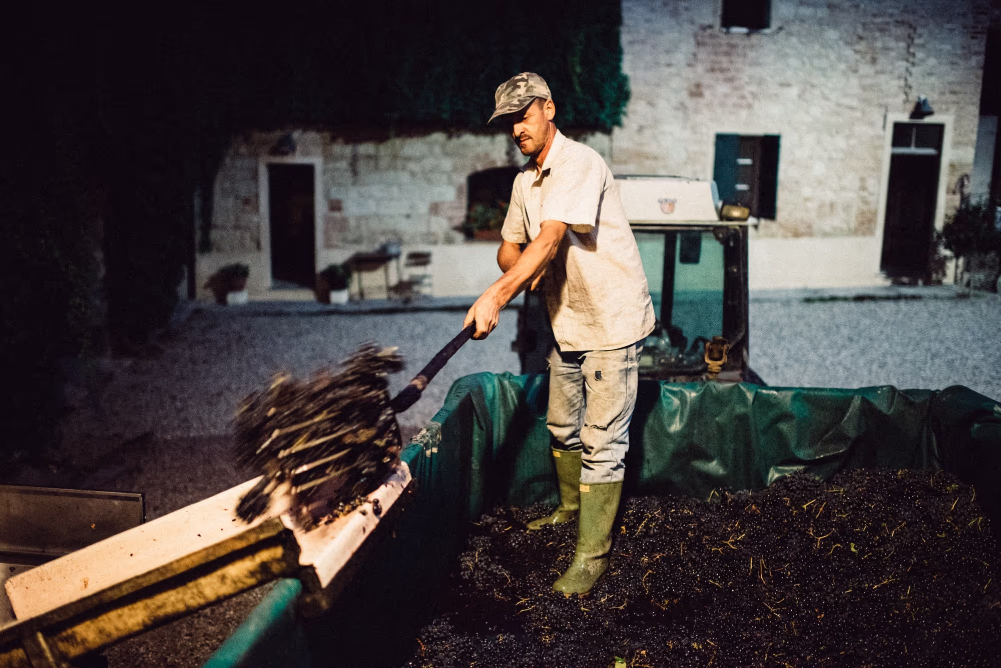 Fare un Giro Piemont Mann bei der Weinlese