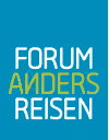 Logo mit dem Text 'Forum Anders Reisen' in Weiß und Gelb auf blauem Hintergrund.