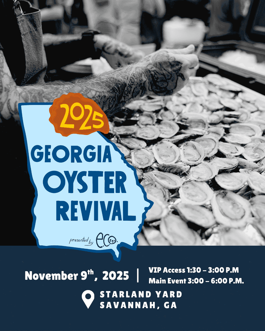 Georgia Oyster Revival is this November 9th from 3-6pm at Starland Yard.