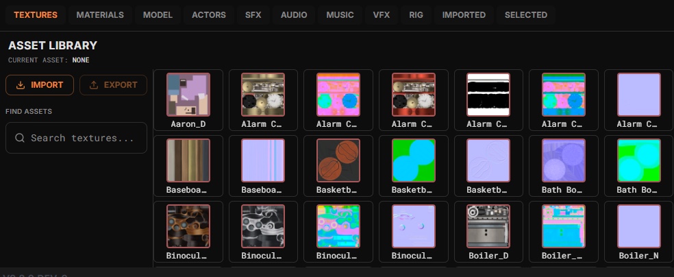 Kobo Asset Library with a searchable grid of texture previews and tabs for other asset types.