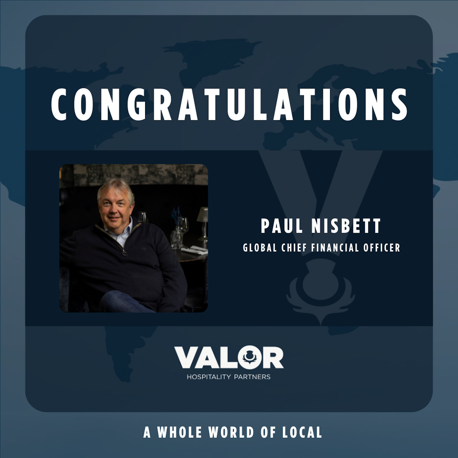 Paul Nisbett Appointed Global Chief Financial Officer of Valor Hospitality Partners