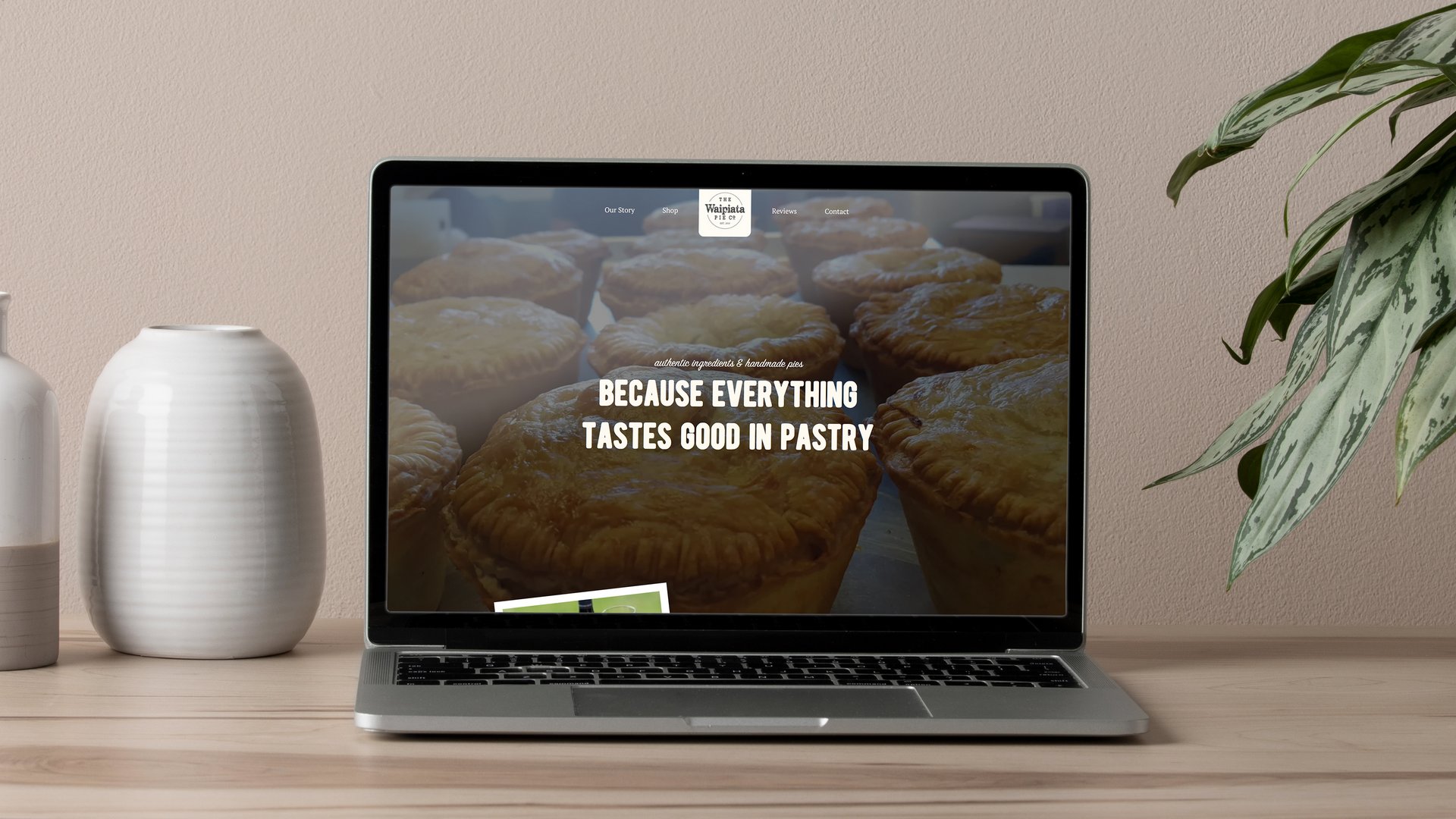 Image of website home page for Waipiata Pies