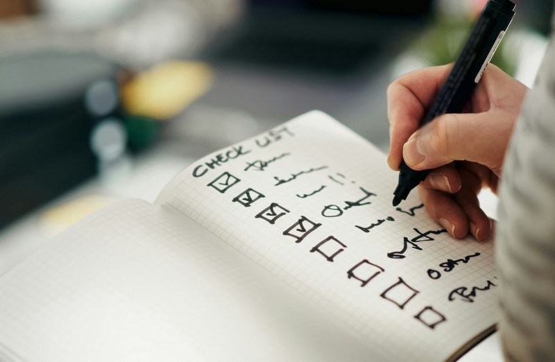 A checklist being filled out