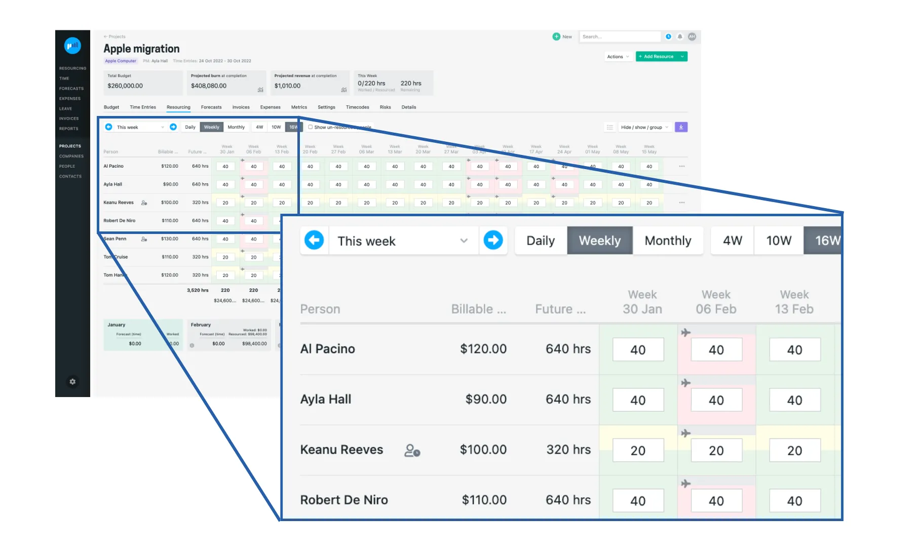 Planning resources in Projectworks