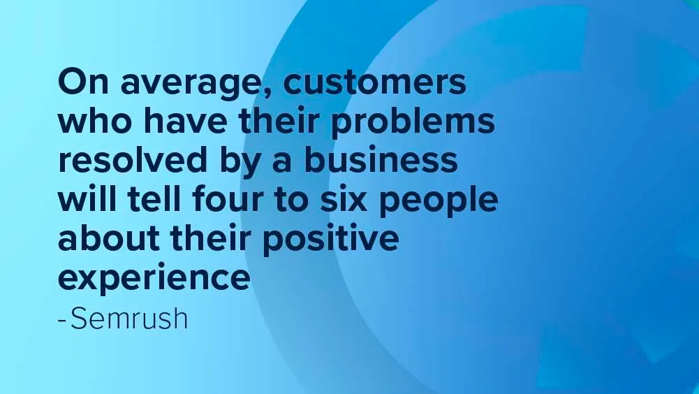 Quote from semrush about customers telling others after a negative experience is improved by a consulting business