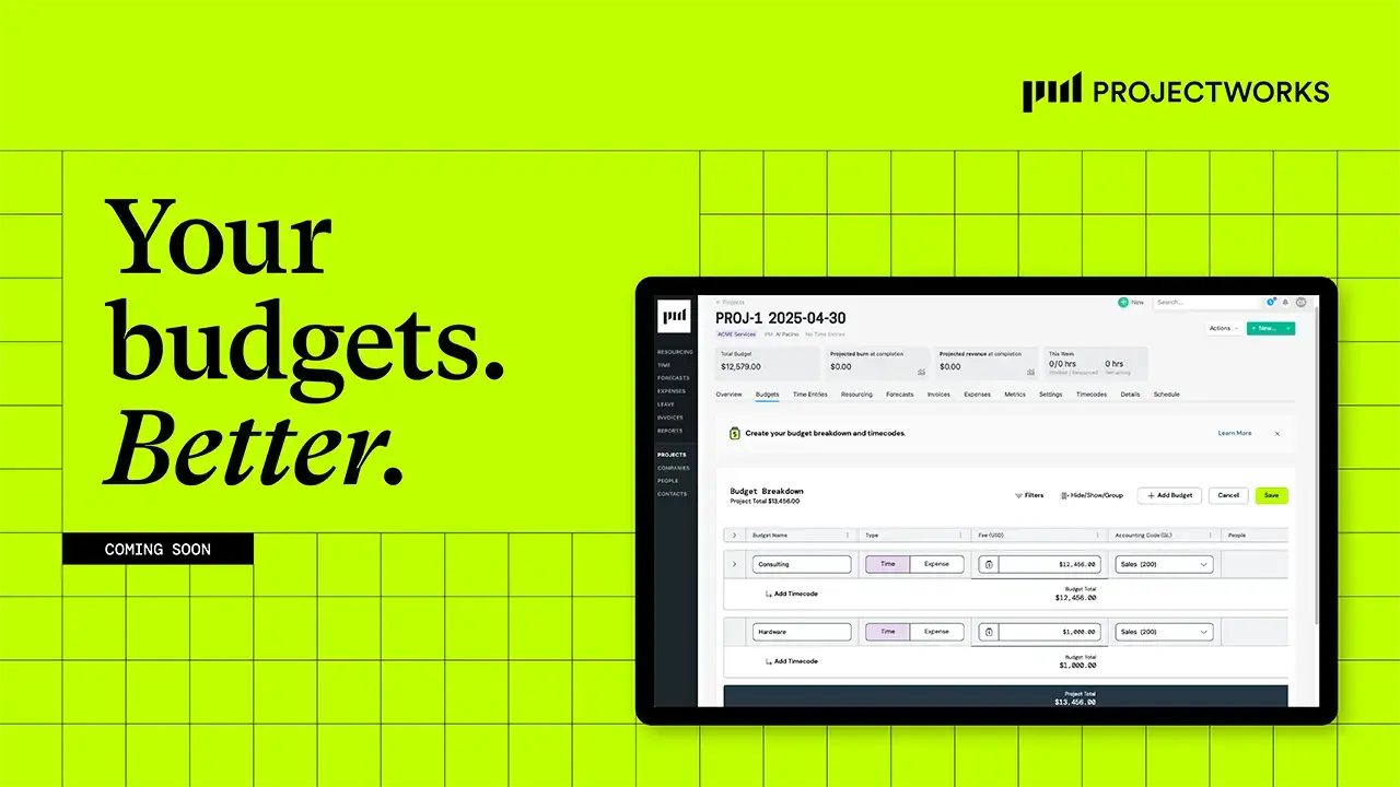 Your budgets, better: We’re upgrading project budget and pricing in Projectworks