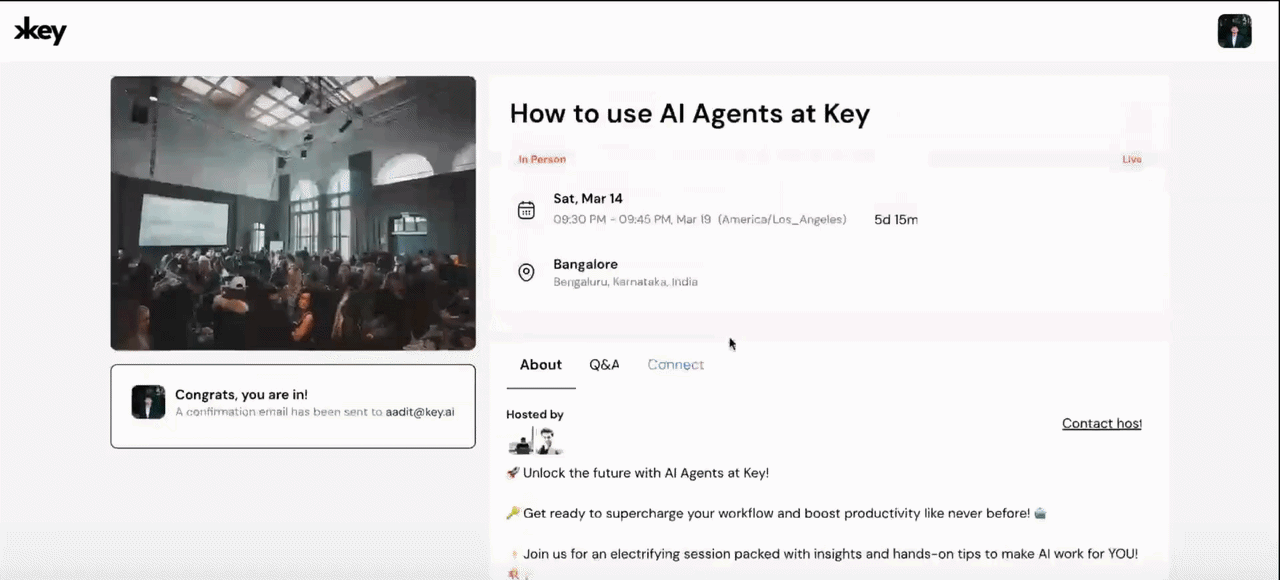 Pre-event recommendations preview
