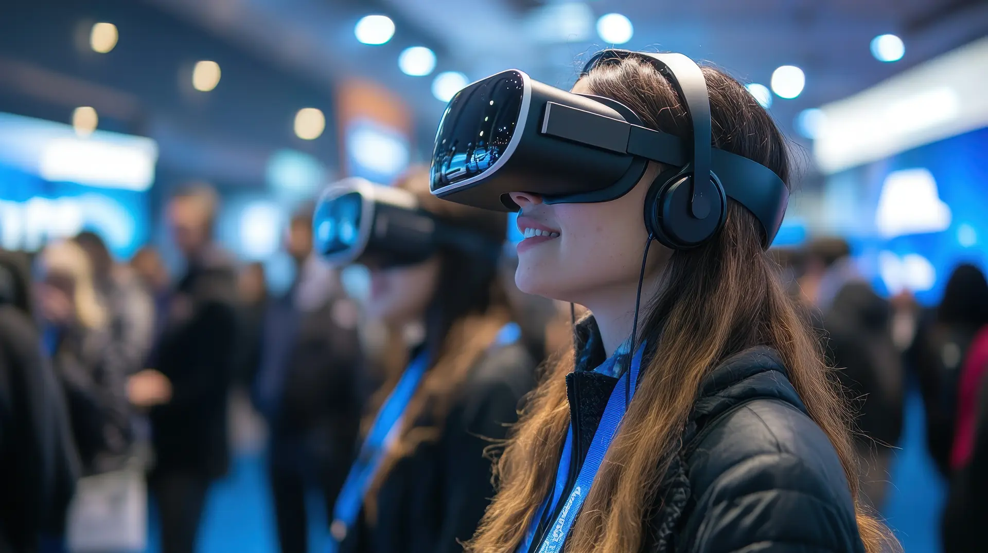 Auf einer Jobmesse benutzen Schüler VR-Brillen. Im Recruiting werden zunehmen Virtual Reality eingesetzt.