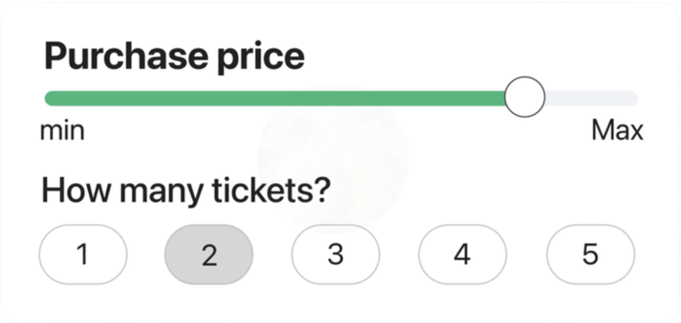 Tixel product screenshot of a fan choosing a desired purchase price