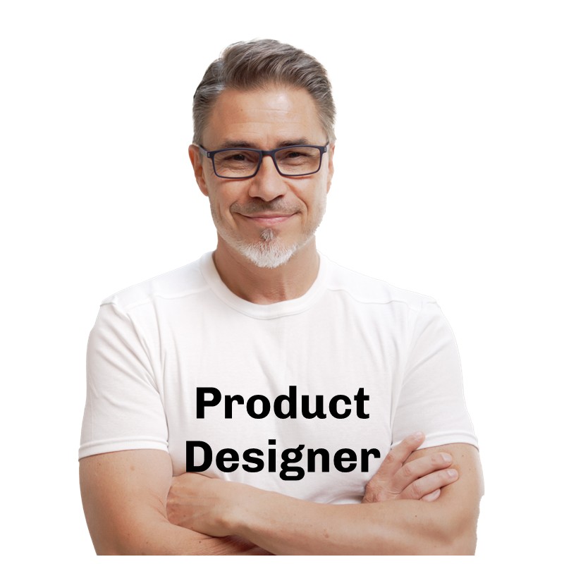 1. A woman with crossed arms, confidently representing the role of a product manager.