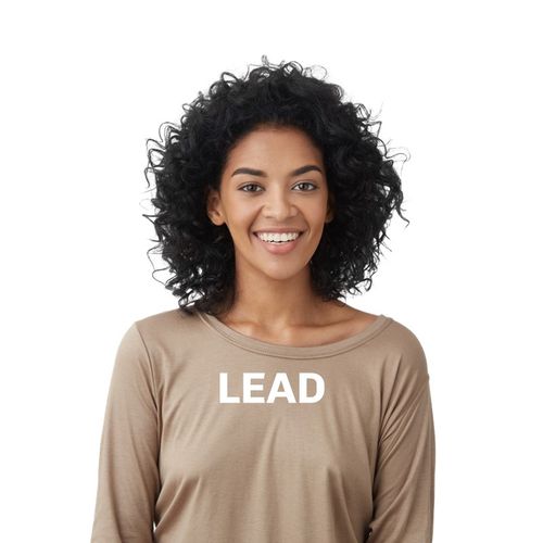 1. A woman with curly hair stands confidently beside the word "entrepreneur," symbolizing empowerment and business leadership.
