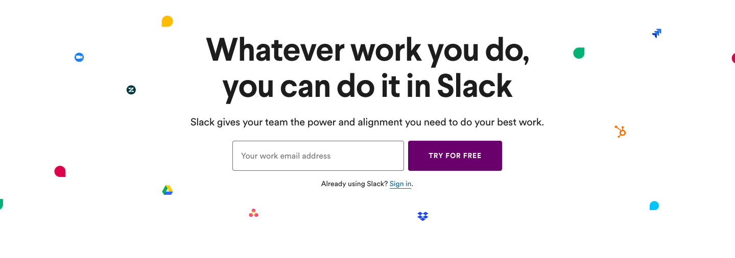 Slack website header
