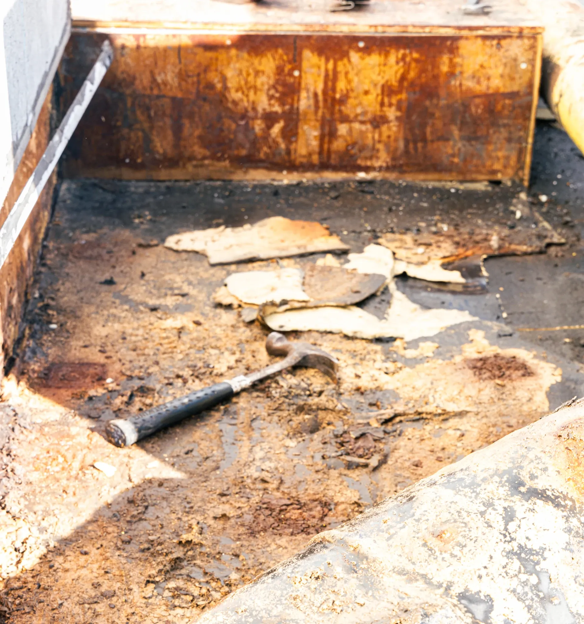 commercial building roof with storm damage