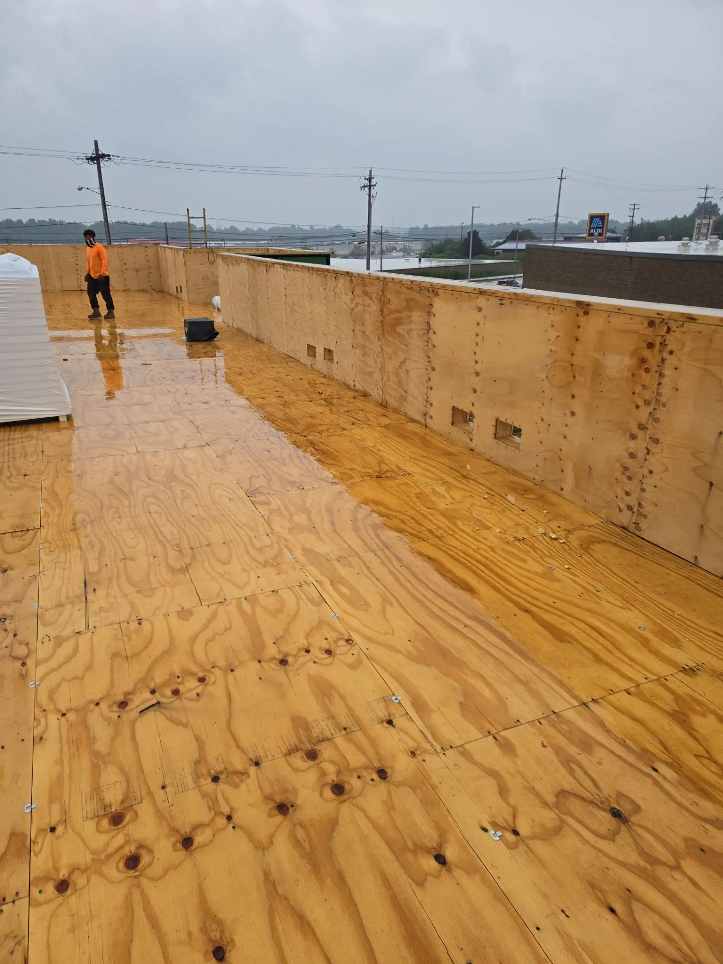 starbucks roof wood placed