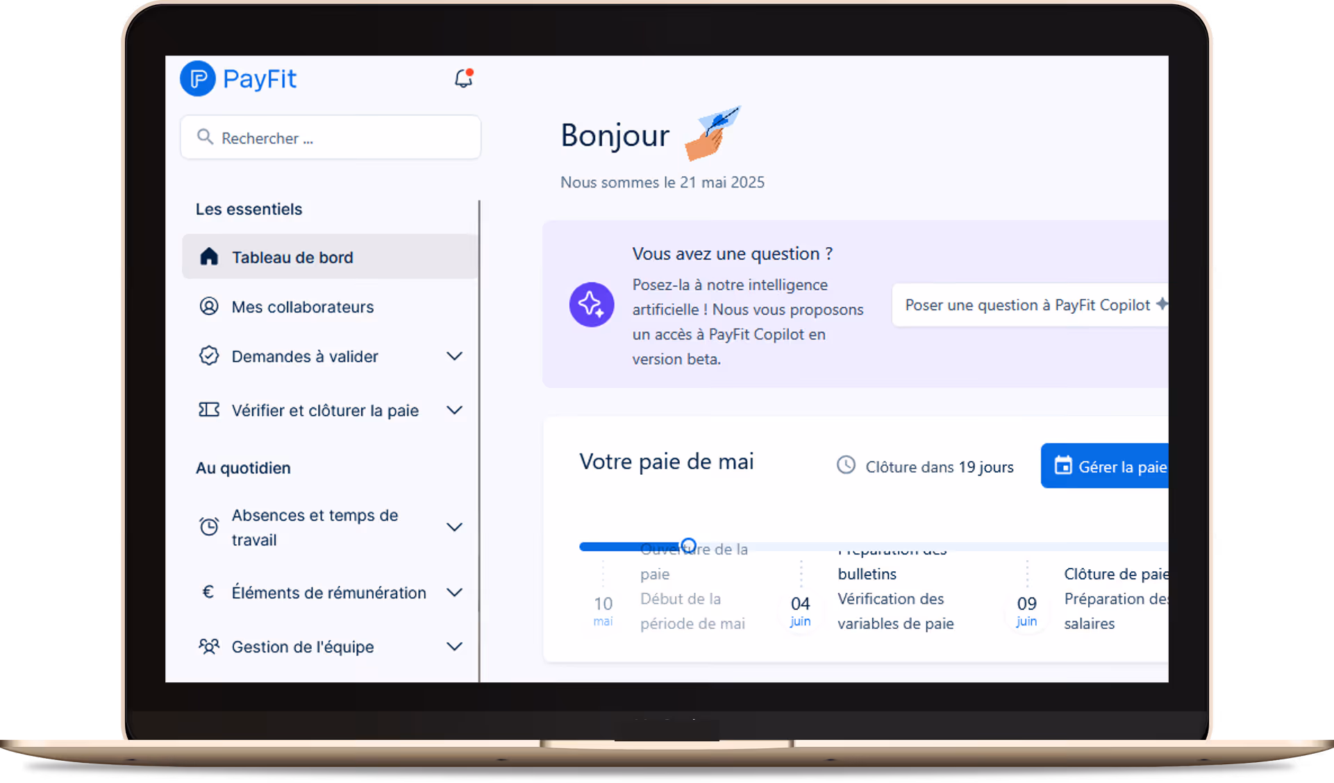 Logiciel Payfit déployé par Soptima