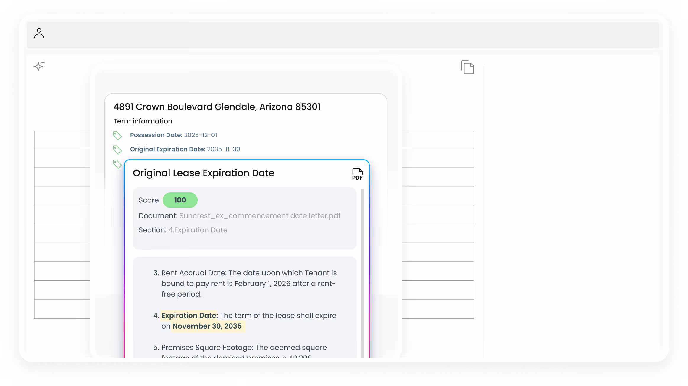 Confidence and reliability in data extraction screen