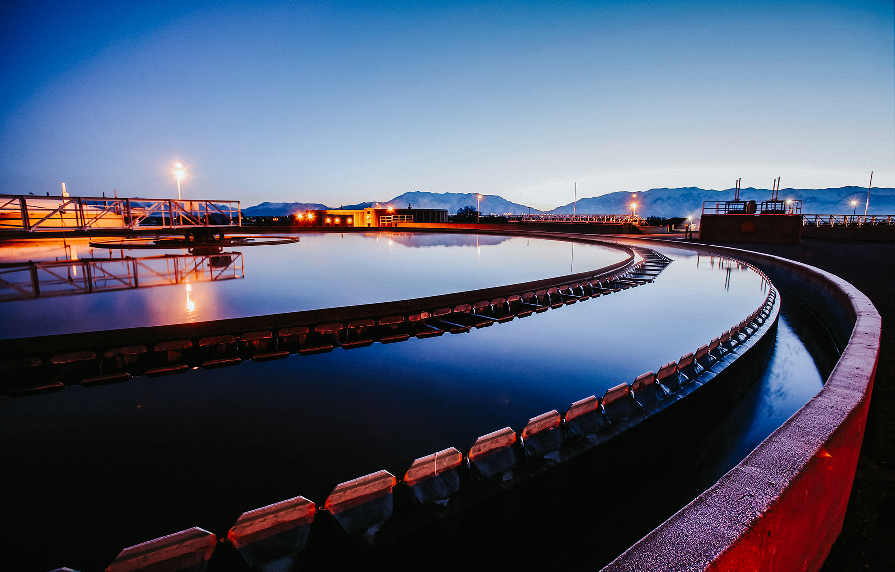A water clarifier at evening time