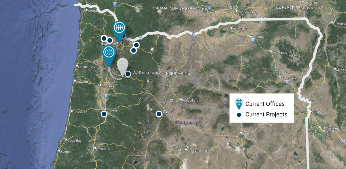 Location of Slayden office on Oregon map