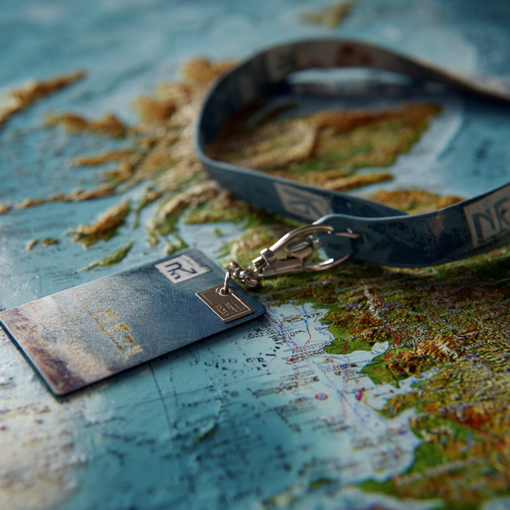 map of the UK with a lanyard